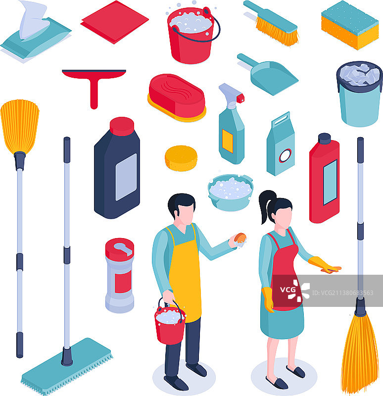 2.5D家务清洁套装图片素材
