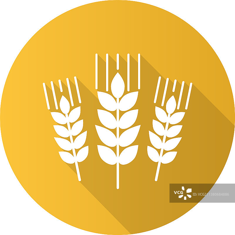 扁平风格麦穗长阴影图标图片素材