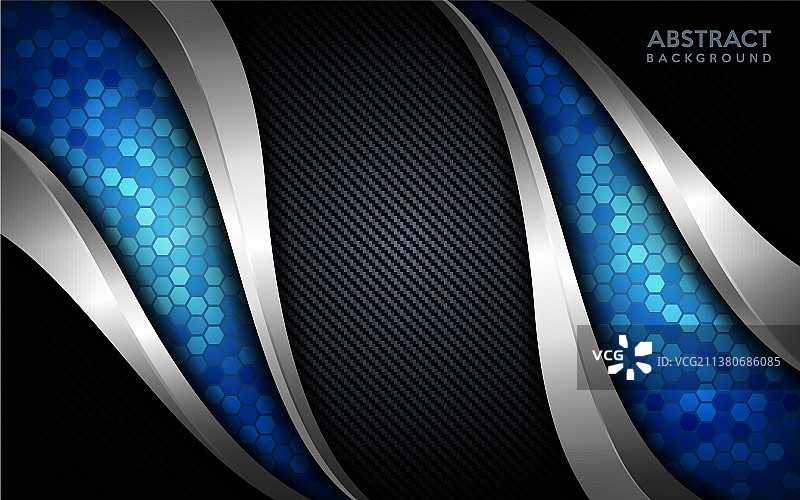 带有银线的现代抽象蓝色科技背景图片素材