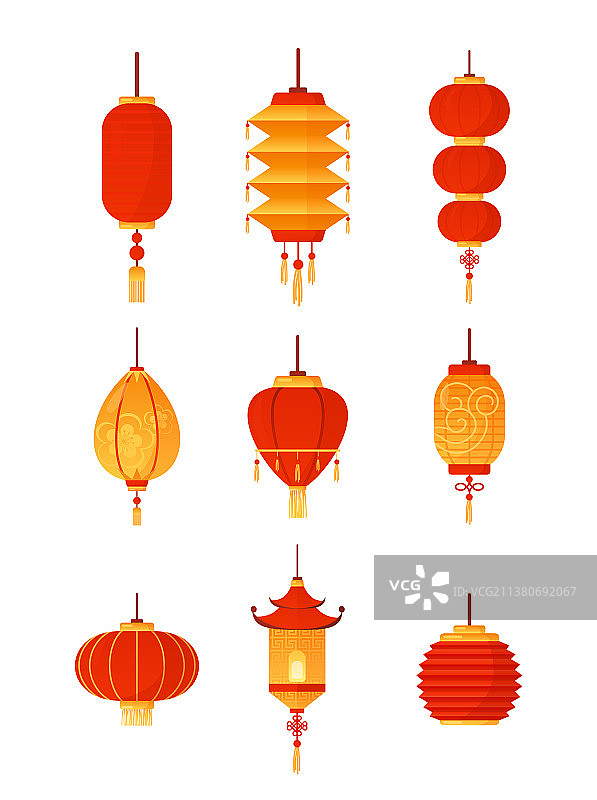 中国风灯笼套装图片素材