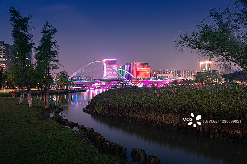 广州蕉门河车行桥夜景风光图片素材