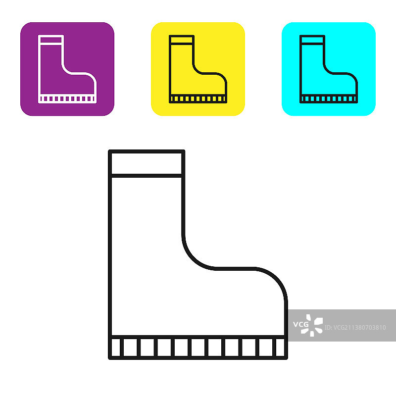 黑色线条防水橡胶靴图标图片素材