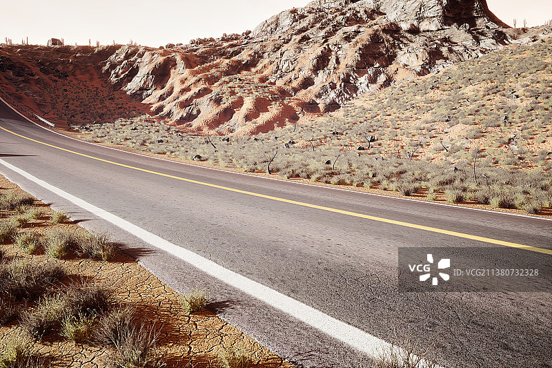 公路，山路，荒漠，沙漠图片素材