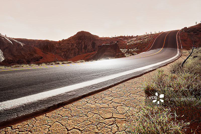公路，山路，荒漠，沙漠图片素材