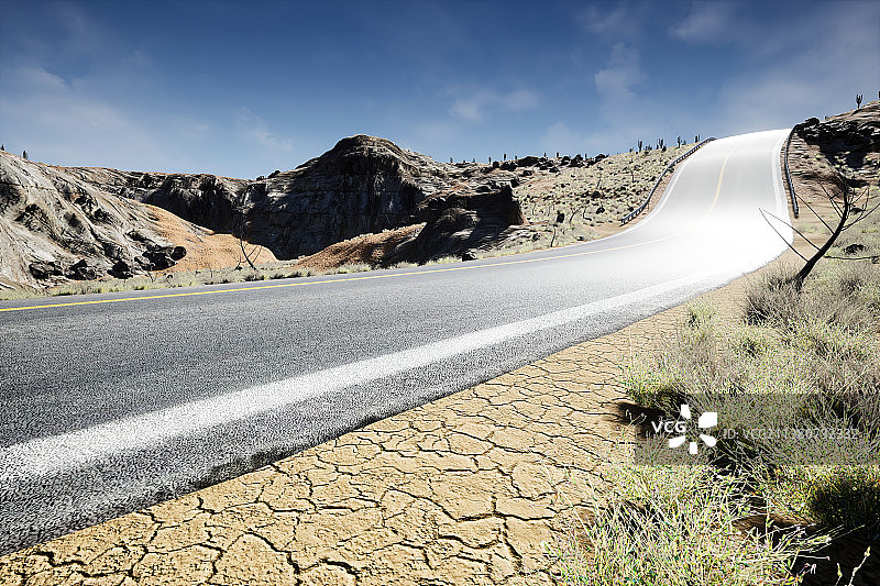 公路，山路，荒漠，沙漠图片素材