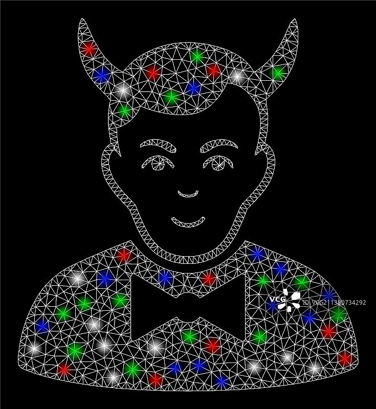 亮色网格线框恶魔带光点图片素材