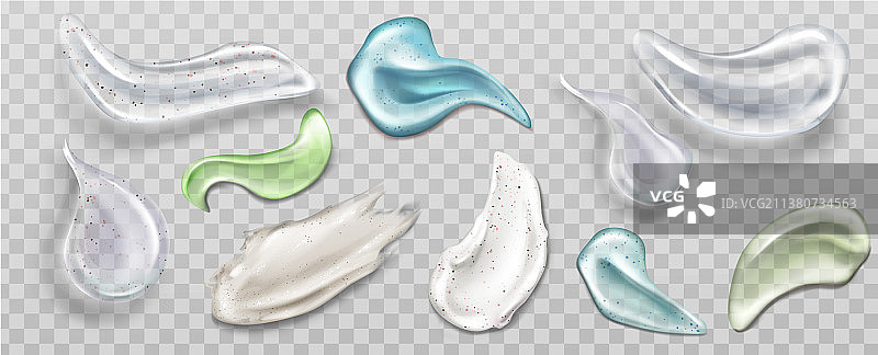 磨砂膏和凝胶涂抹样品化妆品套装图片素材