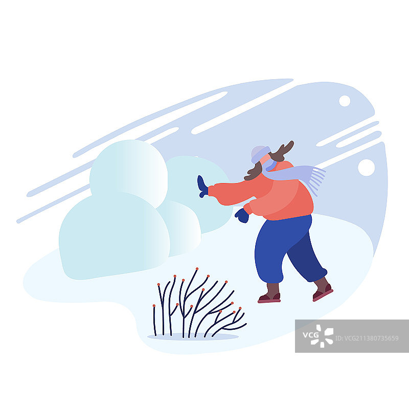 年轻女子在雪地里玩打雪仗图片素材