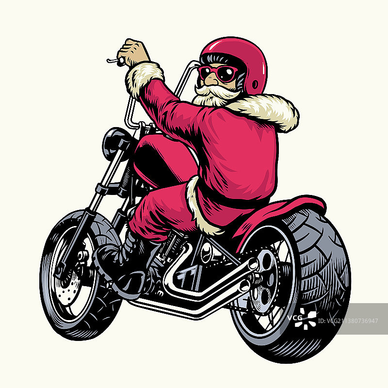 圣诞老人骑着哈雷摩托车图片素材