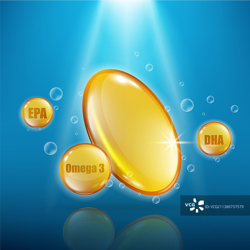 金色Omega 3胶囊广告海报模板图片素材