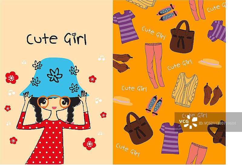 可爱女孩图案爱心帽图片素材