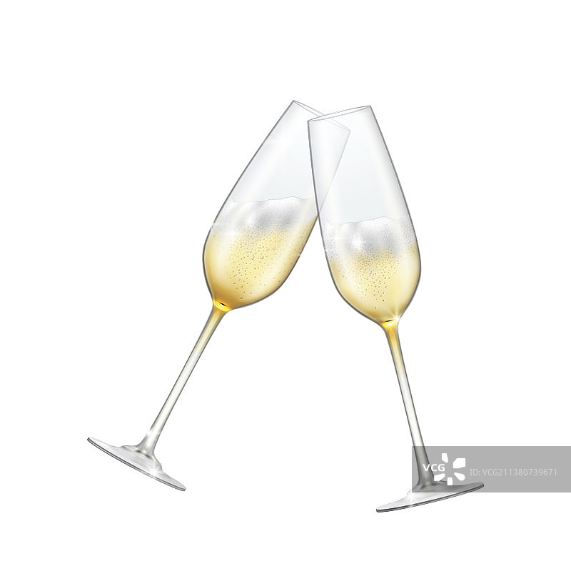 白色背景上的两只香槟杯图片素材