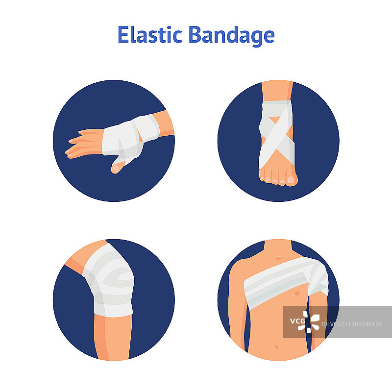 弹性医用绷带身体部位图标集图片素材