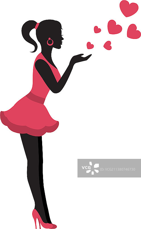 女孩送出一个吻和情感图片素材