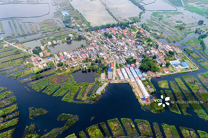 全国良好湖泊——白洋淀内的纯水村邵庄子图片素材