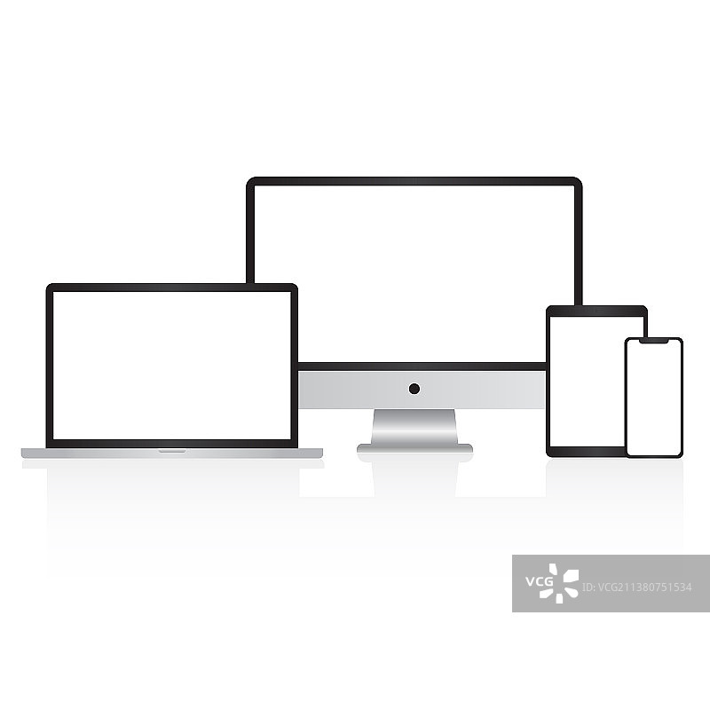 笔记本电脑、智能手机和平板电脑显示屏图片素材