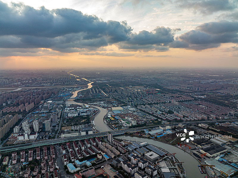 航拍上海宝山城市风光图片素材