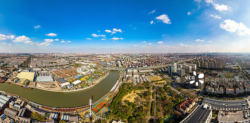 航拍上海宝山城市风光图片素材