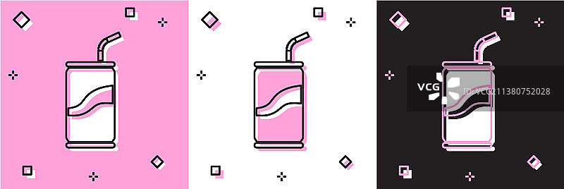 带吸管的苏打罐图标合集图片素材