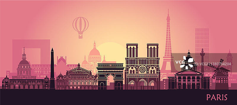 带有埃菲尔铁塔拱门的风格化巴黎风景图片素材