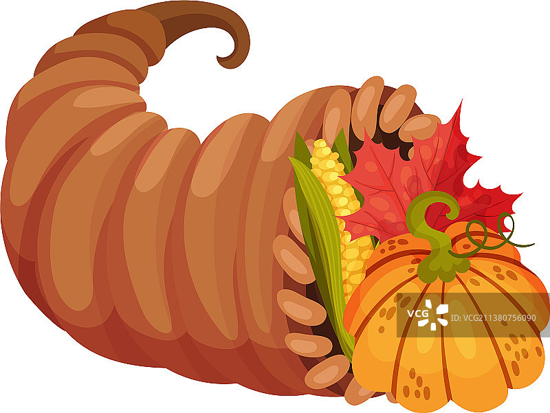 装满不同水果和农作物的丰饶角图片素材