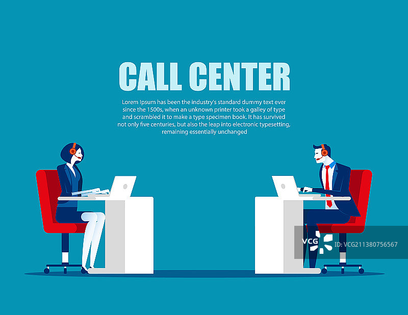呼叫中心概念卡通人物图片素材