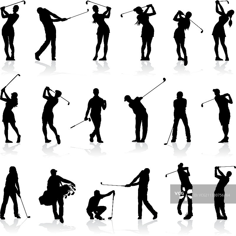 男女高尔夫球剪影图片素材