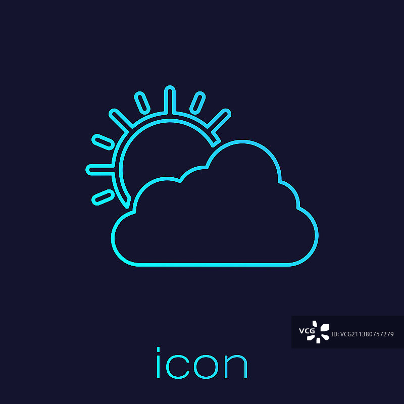 绿松石色太阳和云天气图标图片素材