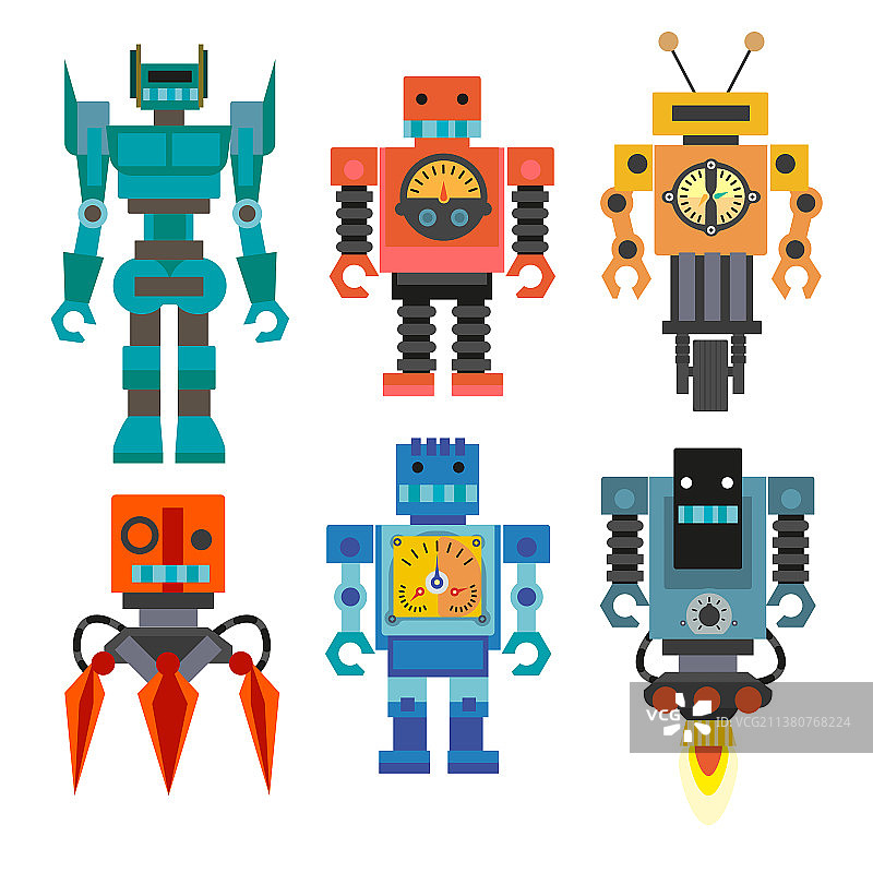 机器人和变形金刚彩色儿童玩具图片素材