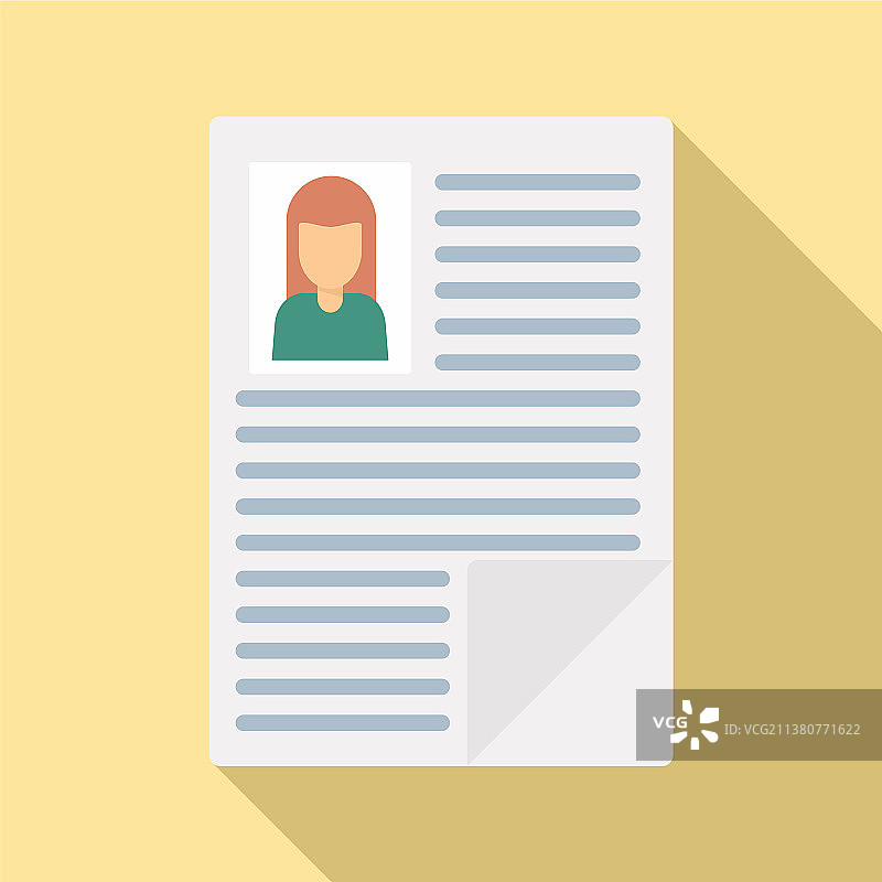 女人简历纸张图标扁平风格图片素材