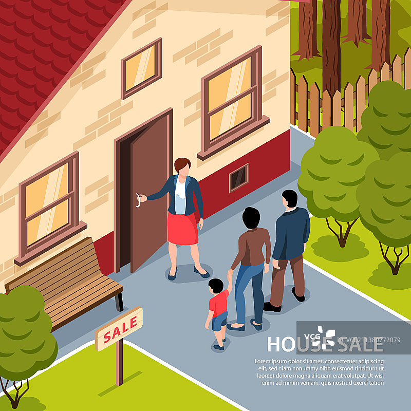 房屋销售2.5D背景图片素材
