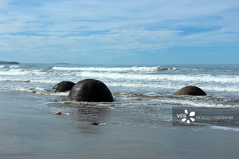 新西兰摩拉基圆石海滩图片素材