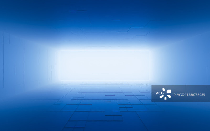 明亮的室内空间与隧道通道图片素材