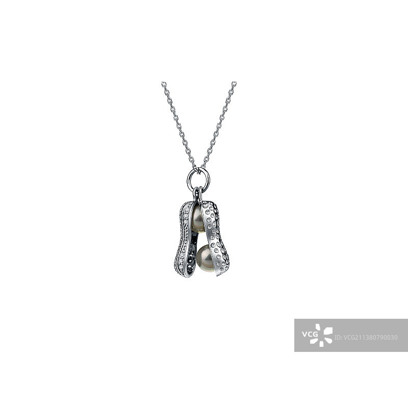 银饰项链花生珍珠白底图图片素材