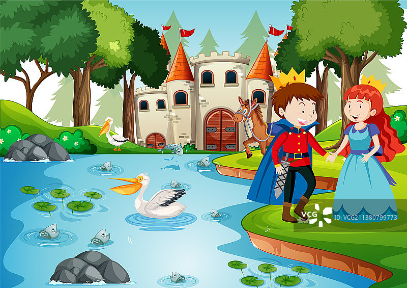城堡里的王子和公主场景图片素材