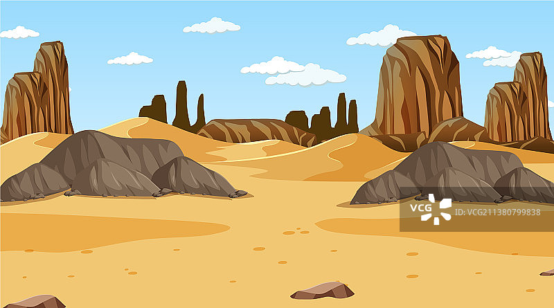 白天的沙漠森林景观图片素材