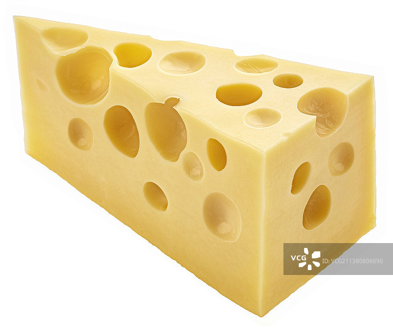 白色背景上孤立的瑞士奶酪三角形图片素材