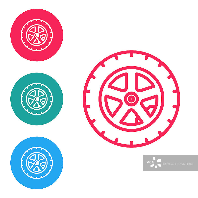 红色汽车车轮图标图片素材