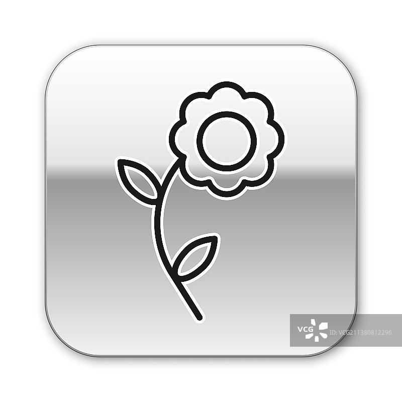 黑色线条花朵图标，白色背景图片素材