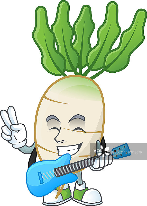 可爱的大根卡通角色表演图片素材