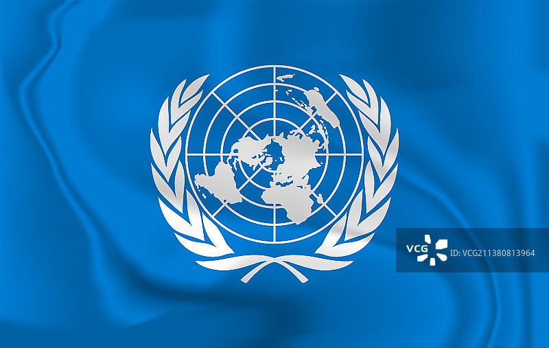 联合国旗帜在风中飘扬图片素材