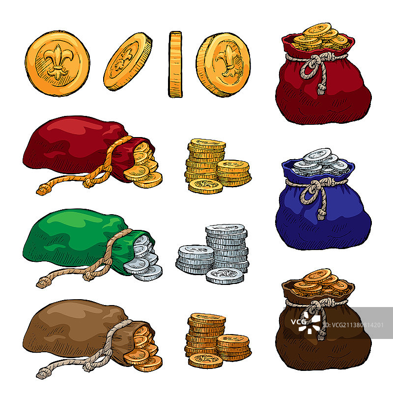 手绘硬币素材图片素材