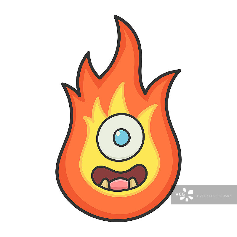 快乐的怪物火球卡通图片素材