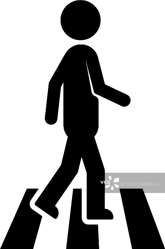 黑色火柴人样式的行人图标图片素材