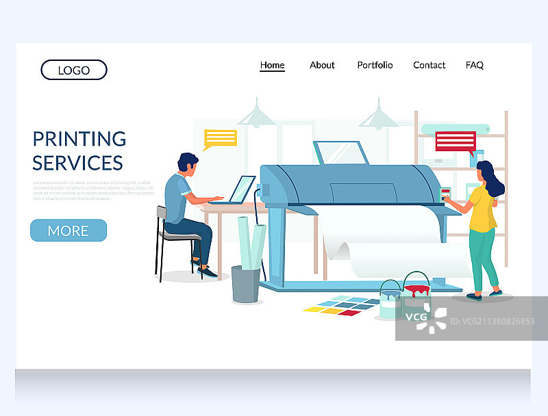 印刷服务网站着陆页图片素材