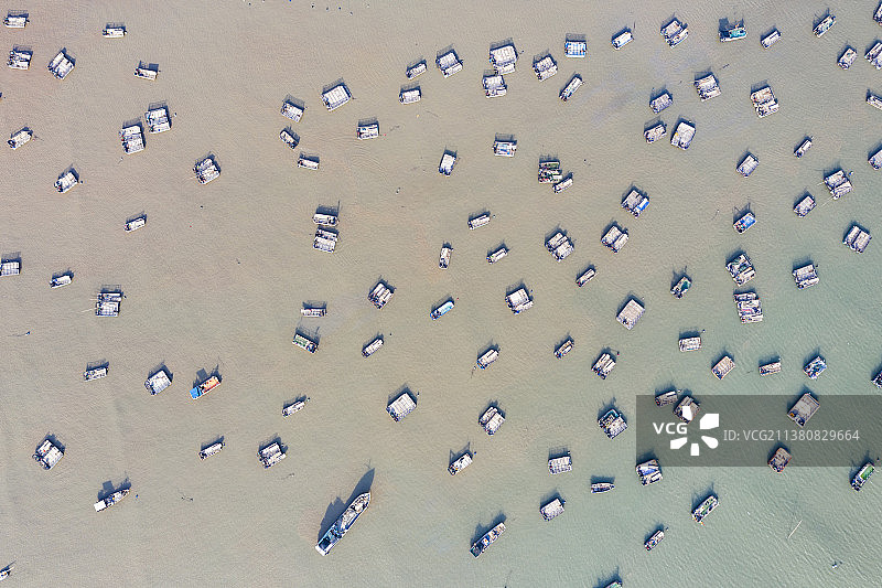 航拍霞浦密密麻麻的驳船图片素材