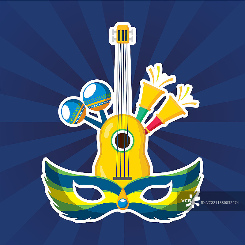 巴西狂欢节与羽毛面具海报图片素材