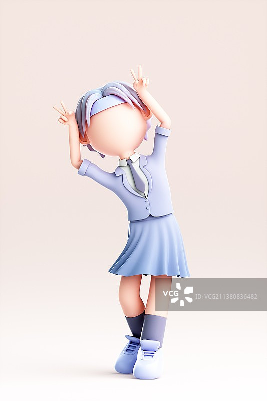 3D渲染的可爱女孩图片素材