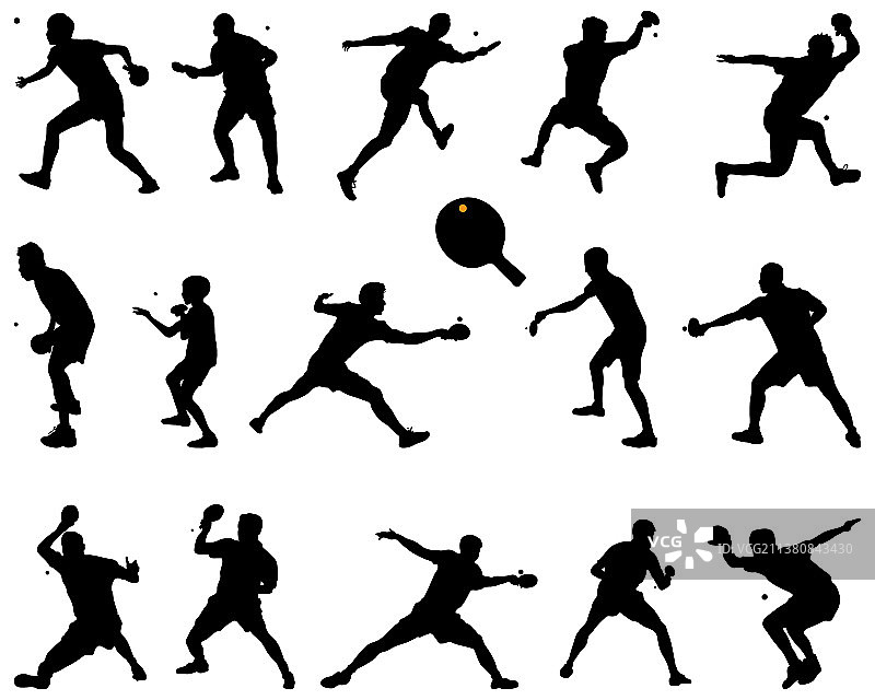 乒乓球运动员剪影图片素材