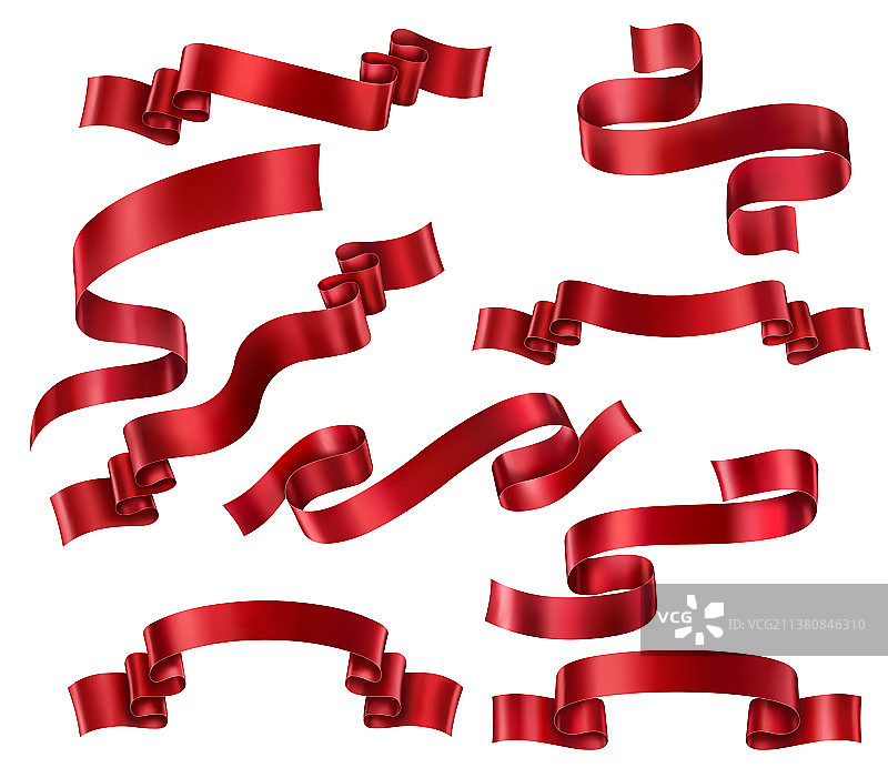 红色丝带套装图片素材